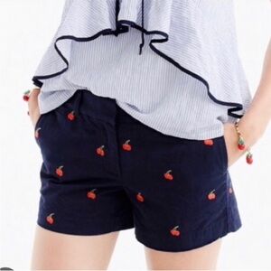 J Crew Cherry Embroidered Women's Chino Shorts Size 00